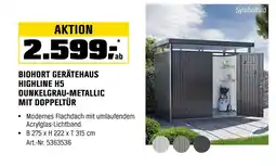 OBI Biohort gerätehaus highline h5 dunkelgrau-metallic mit doppeltür Angebot