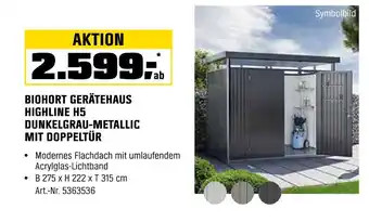 OBI Biohort gerätehaus highline h5 dunkelgrau-metallic mit doppeltür Angebot