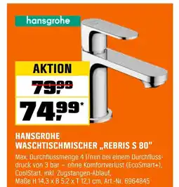 OBI Hansgrohe waschtischmischer 'rebris s 80' Angebot
