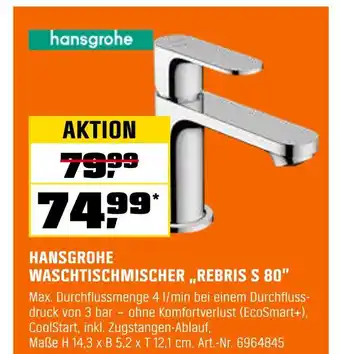 OBI Hansgrohe waschtischmischer 'rebris s 80' Angebot