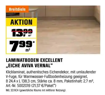 OBI Laminatboden excellent „eiche aviva vernal“ Angebot