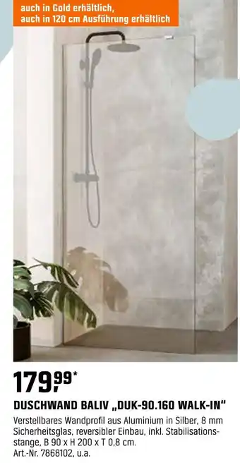 OBI Baliv duschwand baliv „duk-90.160 walk-in“ Angebot