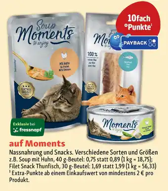 Fressnapf Moments Nassnahrung und Snacks. Angebot