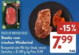 Aldi Süd TASTE OF BRITISH ISLES Steaks vom irischen Weiderind Angebot
