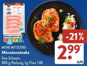 Aldi Süd MEINE METZGEREI Minutensteaks Angebot