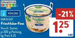 Aldi Süd FAIR & GUT Frischkäse-Fass Angebot
