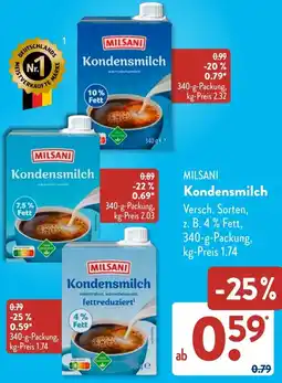 Aldi Süd MILSANI Kondensmilch Angebot