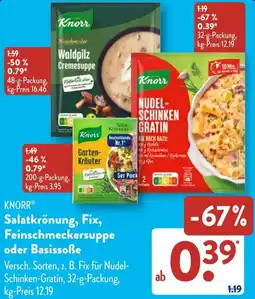 Aldi Süd KNORR Salatkrönung, Fix, Feinschmeckersuppe oder Basissoẞe Angebot