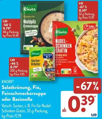 Aldi Süd KNORR Salatkrönung, Fix, Feinschmeckersuppe oder Basissoẞe Angebot