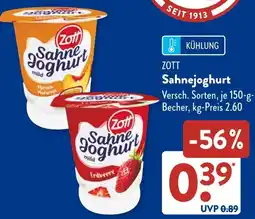 Aldi Süd ZOTT Sahnejoghurt Angebot