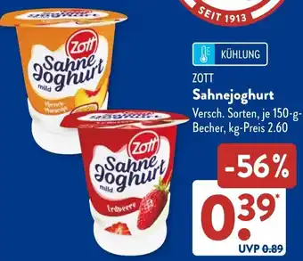 Aldi Süd ZOTT Sahnejoghurt Angebot