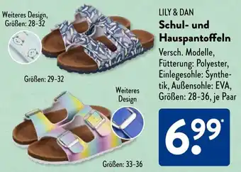 Aldi Süd LILY & DAN Schul- und Hauspantoffeln Angebot