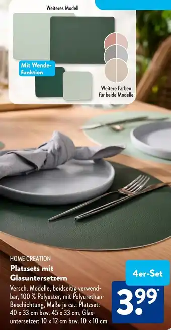 Aldi Süd HOME CREATION Platzsets mit Glasuntersetzern Angebot