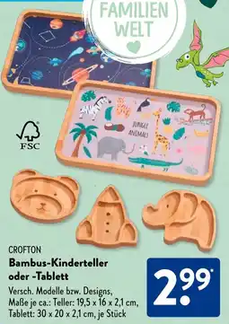 Aldi Süd CROFTON Bambus-Kinderteller oder Tablett Angebot