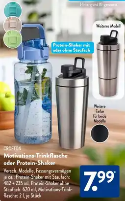 Aldi Süd CROFTON Motivations-Trinkflasche oder Protein-Shaker Angebot