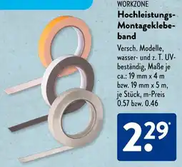 Aldi Süd WORKZONE Hochleistungs Montageklebeband Angebot