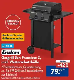 Aldi Süd Enders Gasgrill San Francisco 2, inkl. Wetterschutzhülle Angebot
