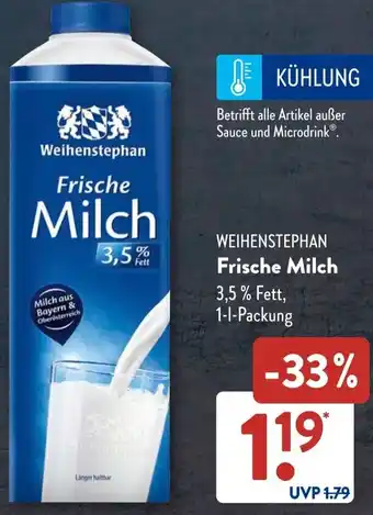 Aldi Süd WEIHENSTEPHAN Frische Milch Angebot