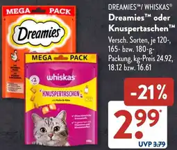Aldi Süd DREAMIES/WHISKAS Dreamies oder Knuspertaschen Angebot