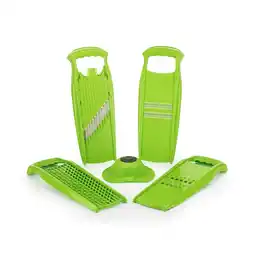 Netto Marken-Discount Borner Grater-Set Julienne Slicer, Crincle, Wave-Waffle Cuter, Cheese Grater green Angebot