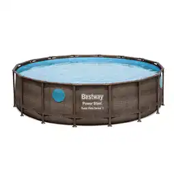 toom Baumarkt Bestway Aufstellpool 'Power Steel Frame Pool' Komplett-Set Rattan-Optik Ø 488 x 122 cm Angebot
