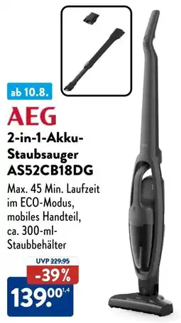 Aldi Süd AEG 2-in-1-Akku Staubsauger AS52CB18DG Angebot