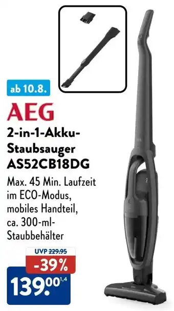 Aldi Süd AEG 2-in-1-Akku Staubsauger AS52CB18DG Angebot