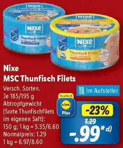 Lidl Nixe MSC Thunfisch Filets Angebot
