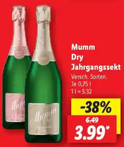 Lidl Mumm Dry Jahrgangssekt Angebot