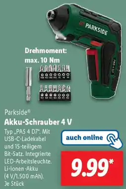 Lidl Parkside Akku-Schrauber 4 V Angebot