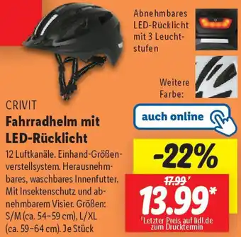 Lidl CRIVIT Fahrradhelm mit LED-Rücklicht Angebot