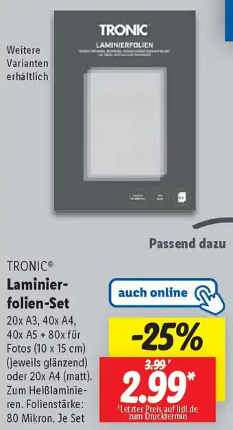 Lidl TRONIC Laminierfolien-Set Angebot