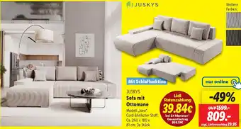 Lidl JUSKYS Sofa mit Ottomane Angebot
