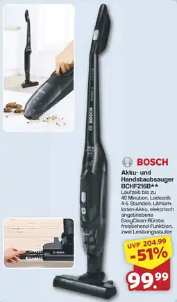 Famila Nord West BOSCH Akku- und Handstaubsauger BCHF216B Angebot