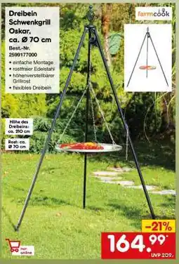 Netto Marken-Discount Dreibein Schwenkgrill Oskar, ca. Ø 70 cm Angebot