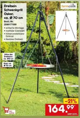 Netto Marken-Discount Dreibein Schwenkgrill Oskar, ca. Ø 70 cm Angebot