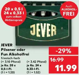 Kaufland JEVER Pilsener oder Fun Alkoholfrei Angebot