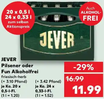Kaufland JEVER Pilsener oder Fun Alkoholfrei Angebot