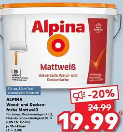Kaufland ALPINA Wand- und Deckenfarbe Mattweiẞ Angebot