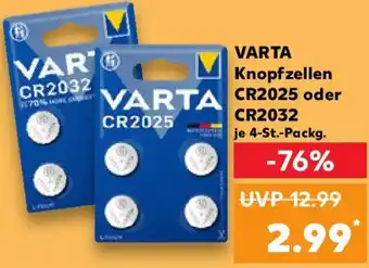 Kaufland VARTA Knopfzellen CR2025 oder CR2032 Angebot