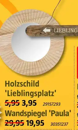 Bauhaus Holzschild 'lieblingsplatz' oder wandspiegel 'paula' Angebot