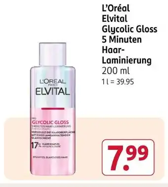 Rossmann L'oréal elvital glycolic gloss 5 minuten haar-laminierung Angebot