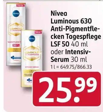 Rossmann Nivea luminous 630 anti-pigmentflecken tagespflege lsf 50 Angebot