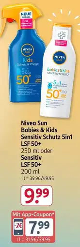 Rossmann Nivea sun babies & kids sensitiv schutz 5in1 lsf 50+ Angebot