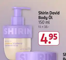 Rossmann Shirin david body öl Angebot