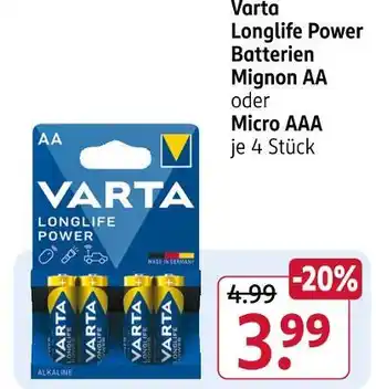 Rossmann Varta longlife power batterien mignon aa Angebot