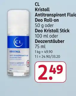 Rossmann Cl kristall antitranspirant fluid deo roll-on Angebot