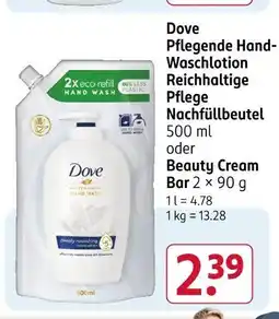 Rossmann Dove pflegende hand-waschlotion reichhaltige pflege nachfüllbeutel Angebot