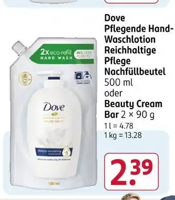 Rossmann Dove pflegende hand-waschlotion reichhaltige pflege nachfüllbeutel Angebot