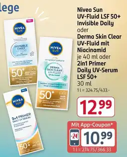 Rossmann Nivea sun uv-fluid lsf 50+ invisible daily Angebot